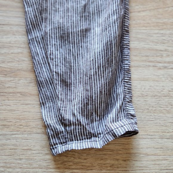 Hei Hei Anthropologie Coastal Striped 100% Linen Pull On Crop Pants Pocket - Picture 4 of 8